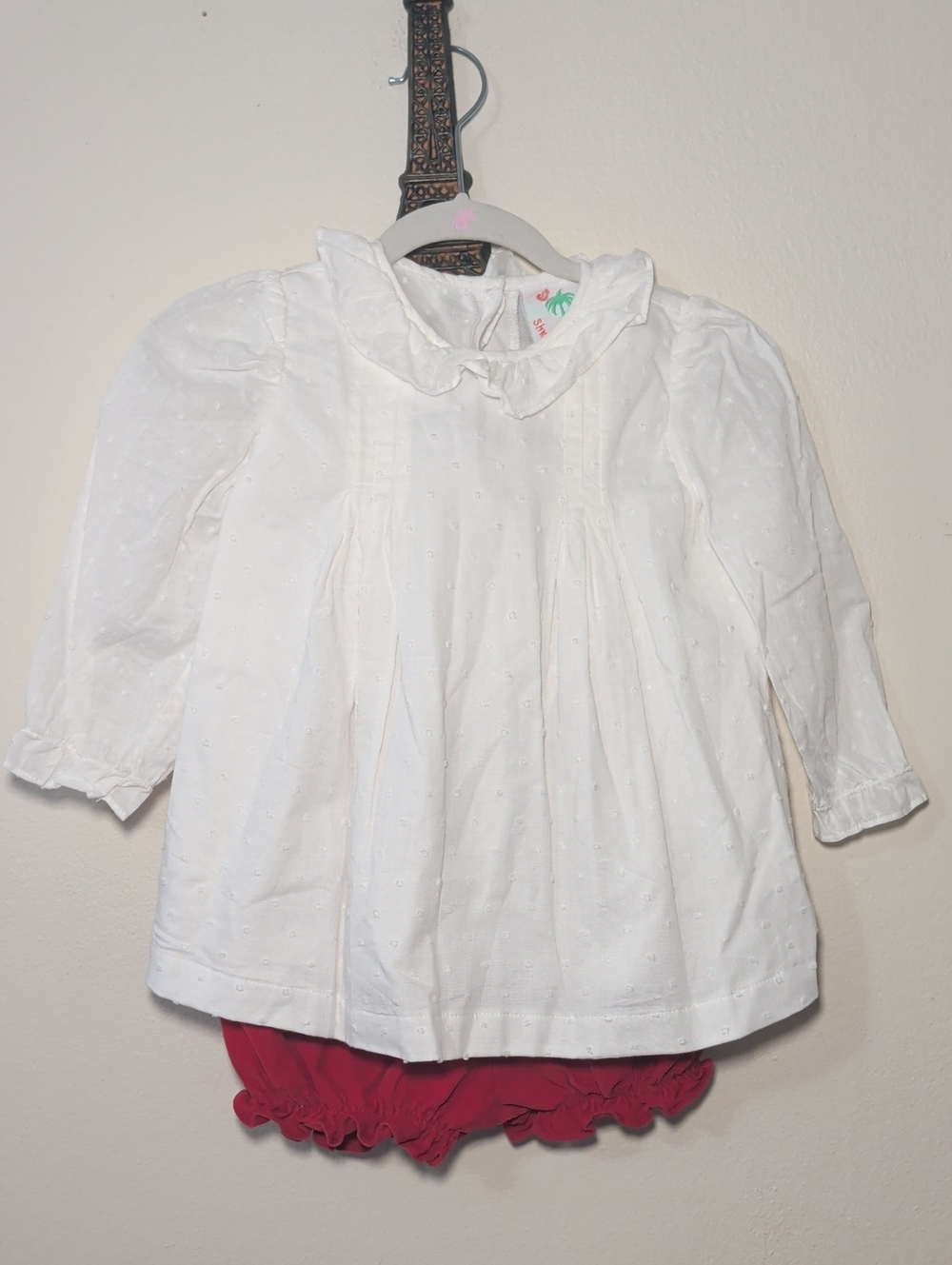 Shrimp & Grits Kids 100% Cotton Set White Button Down Red Corduroy Shorts 2T